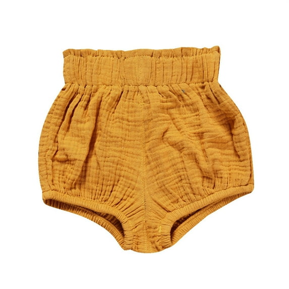 Krdevn Toddler Bubble Shorts, Solid Color, Elastic Waist & Soft Muslin Fabric, Cute Casual Shorts for Baby Girls & Boys,9-12 Months