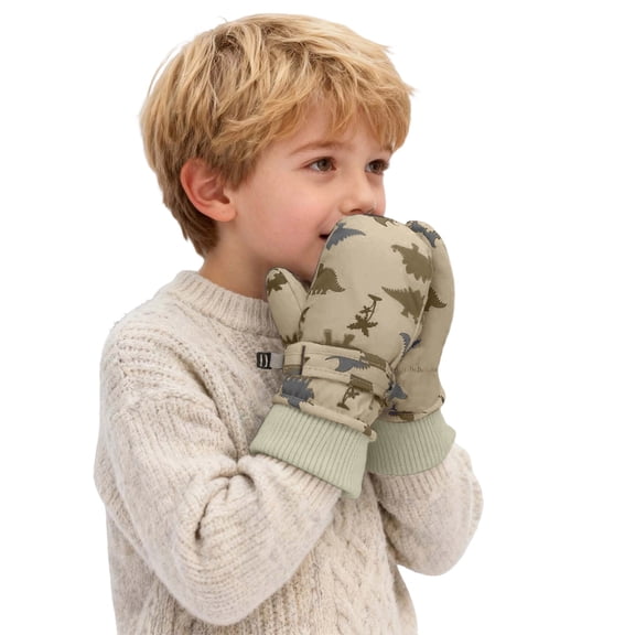 Krdevn Toddler Camo Shark Print Ski Mittens Waterproof Adjustable Buckle Ribbed Insulated Kids Snow Mittens Size:2-4 Years