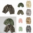 thumbnail image 1 of Krdevn Toddler Cotton Striped Pants, Elastic Waist Drawstring Casual Trousers,Black, 1 of 5