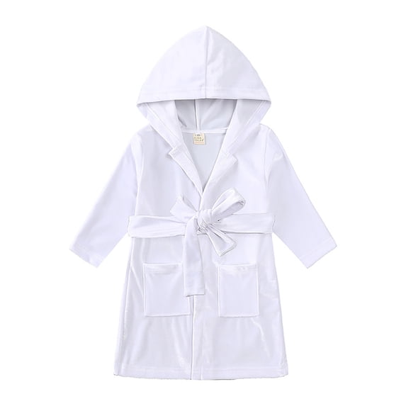Krdevn Toddler Girls Boys Long Sleeve Bathrobe Velvet Sleepdress Leisure Wear for Babys Clothes,2-3 Years