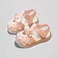 thumbnail image 1 of Krdevn Toddler Girls Closed-Toe Sandals Cute Bow Print Strap Closure Soft Non- Sole Breathable Summer Walking Shoes,9, 1 of 6
