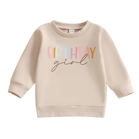 Krdevn Toddler Girls Crewneck Sweatshirt Birthday Girl Colorful Print Soft Long Sleeve Pullover Birthday Outfit,4-5 Years