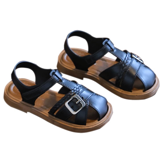 Krdevn Toddler Girls' Fisherman Sandals, Adjustable Strap Soft Sole Sandals, Comfortable Everyday Wear for Beach & Outdoor Casual Footwear,8.5-9Years