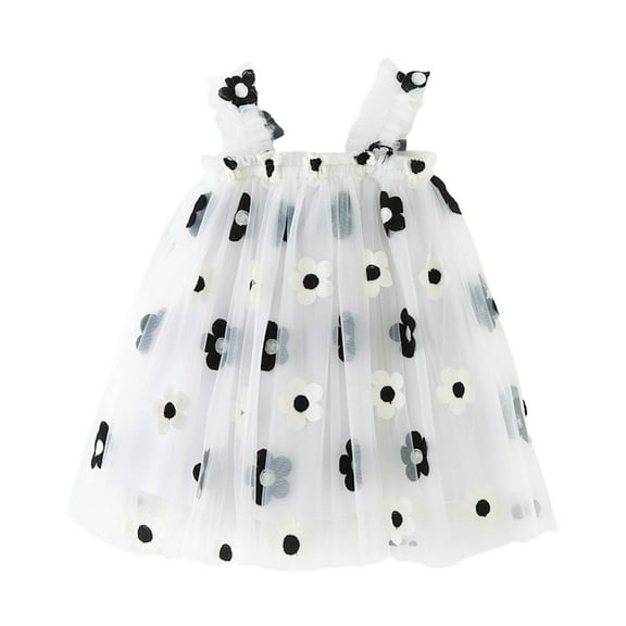 Krdevn Toddler Girls Floral Dress - Sleeveless Print Tutu for Holiday Party, Princess Play & Celebration,4-5 Years