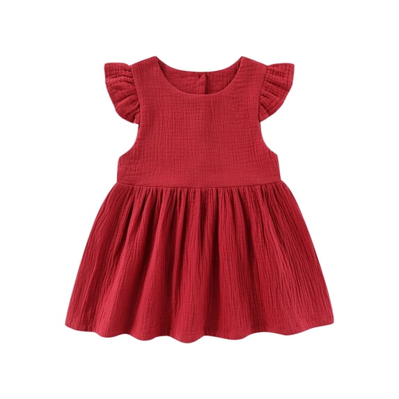 Krdevn Toddler Girls Fly Sleeve Holiday Party Solid Dress Dance Party Princess Dresses,3-4 Years