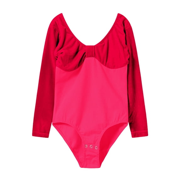 Krdevn Toddler Girls Long Sleeve Dance Dress Autumn Winter Patchwork Training Dress Girls Balle Clothes,4-5 Years