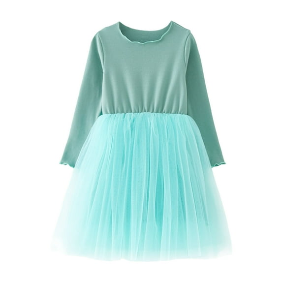 Krdevn Toddler Girls Long Sleeve Dress - Solid Color Tutu for Holiday Party, Princess Play & Occasion,18-24 Months