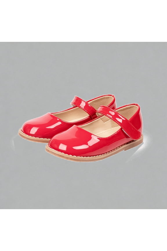 Toddler Girls' Mary Jane Flats, Adjustable Hook and Loop Strap Soft Sole Casual School Walking Shoes,Sizes 3-3.5 Years
