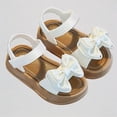 thumbnail image 1 of Krdevn Toddler Girls Sandals Bow Decor Open Toe Adjustable Hook And Loop Strap Thick Non- Sole Casual Outdoor All-Season Beach Shoes,2-2.5 Years, 1 of 7