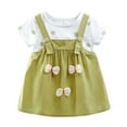 thumbnail image 1 of Krdevn Toddler Girls' Summer Dress, Polka Dot Top with Overall Skirt & Bow Detail, Comfortable Casual Play Outfit,9-12 Month, 1 of 3