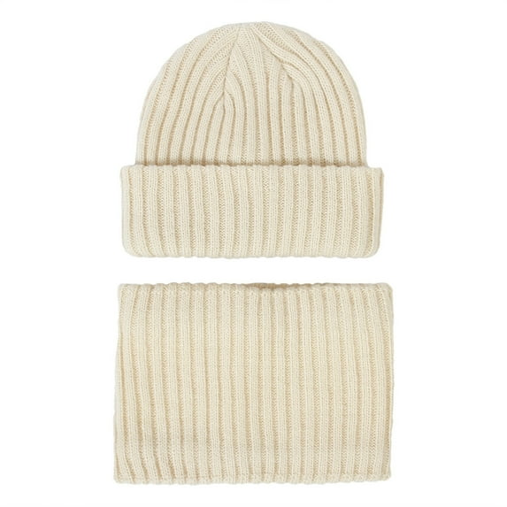 Krdevn Toddler Kids Boys Girls Hat Scarf Set Winter Warm Cute Solid Knit Cap Neck Warmer