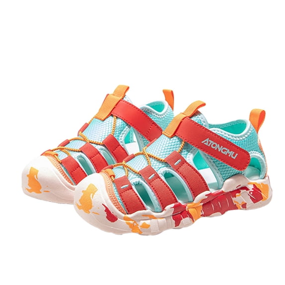 Krdevn Toddler Kids Closed Toe Sandals Easy On Adjustable Strap Size:4.5-5 Years