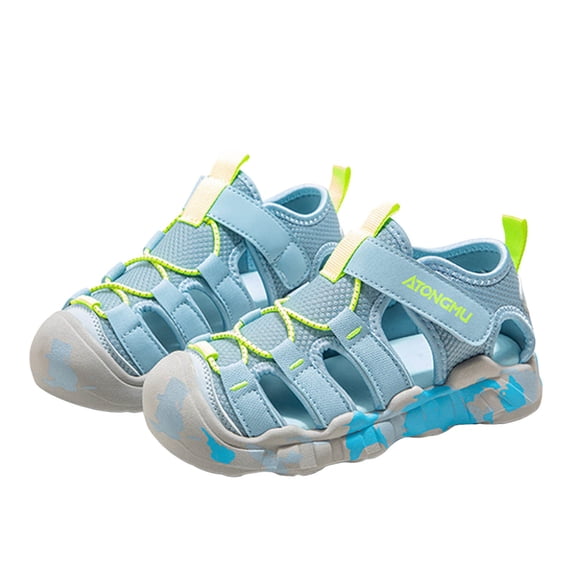 Krdevn Toddler Kids Closed Toe Sandals Easy On Adjustable Strap Size:9-9.5 Years