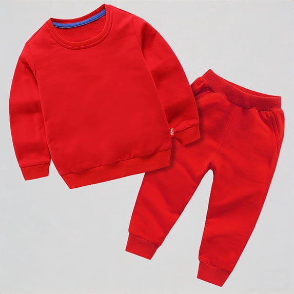 Krdevn Toddler Kids' Solid Lined Sweatshirt & Jogger Pants 2-Piece Fall Winter Outfit Set,9-10 Years