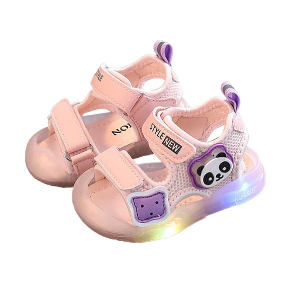 Krdevn Toddler Light Up Sandals, Panda Accent Soft Sole Walking Shoes, Summer Beach Shoes for Boys & Girls,9.5