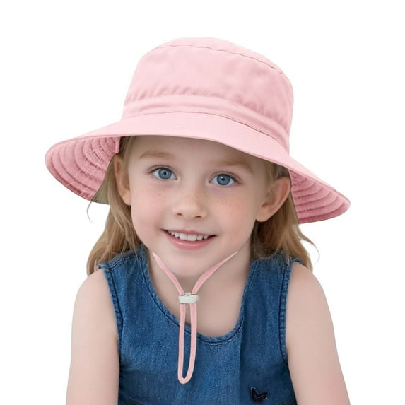 Krdevn Toddler Sun Hat, Wide Brim Fisherman Cap, Breathable Adjustable Chin Strap, UV Protection Hat for Boys & Girls,2-6 Years