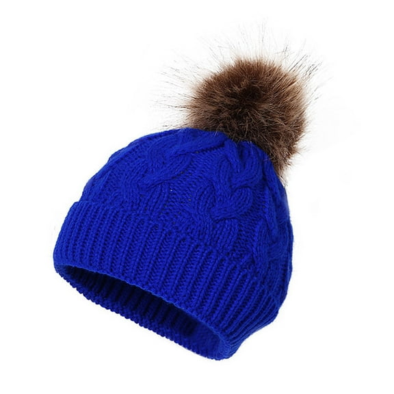 Krdevn Toddler Winter Skiing Hat for Baby Girl Boy Knitted Warm Skiing Caps Pompom Kids Hat