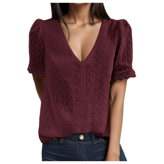 Krdevn Top T Shirt for Women Short Sleeves Outdoo RElegant Vintage T Shirt,Women's Tops, Tees & Blouses,Size:S