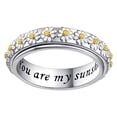 thumbnail image 1 of Krdevn Two Tone Daisy Spinner Ring Engraved Rotating Band Stackable Comfort Fit Promise Ring for Women Gift Sizes 6-10, 1 of 9