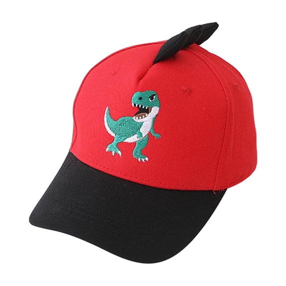 Krdevn Two-Tone Kids Dinosaur Baseball Cap 3D Spikes + Colorful Embroidery UPF50+ Adjustable Curved Brim Toddler Sun Hat Size:2-8 Years