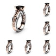 thumbnail image 1 of Krdevn Two Tone Rose Silver Plated Vintage Floral Filigree Black CZ Solitaire Engagement Ring Split Shank Women Wedding Finger Jewelry, 1 of 3