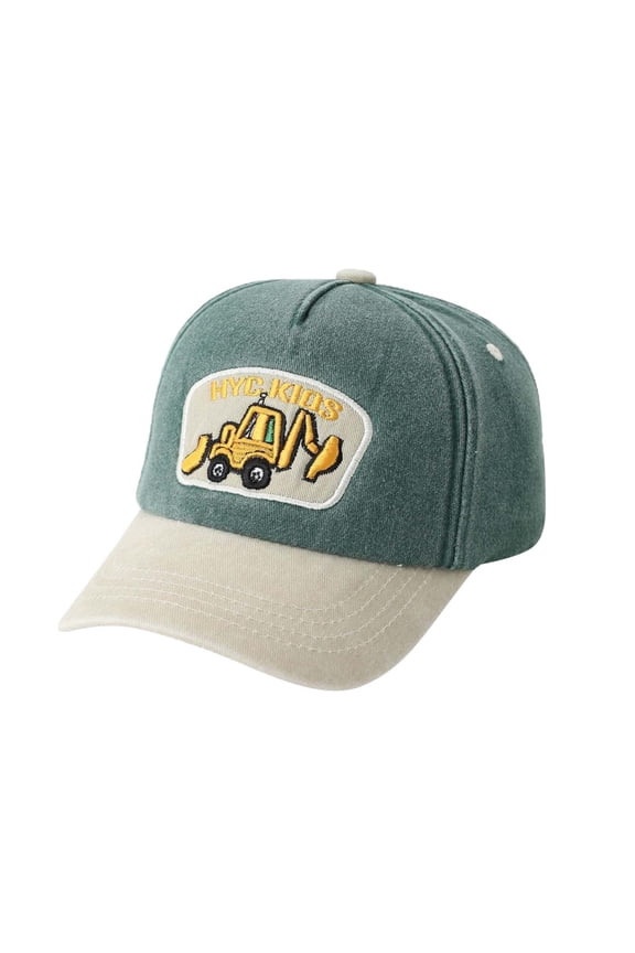 Krdevn Two-Tone Washed Kids Baseball Cap Front Patch Embroidery UPF50+ Adjustable Curved Brim Boys Outdoor Sun Hat Size:2-8 Years