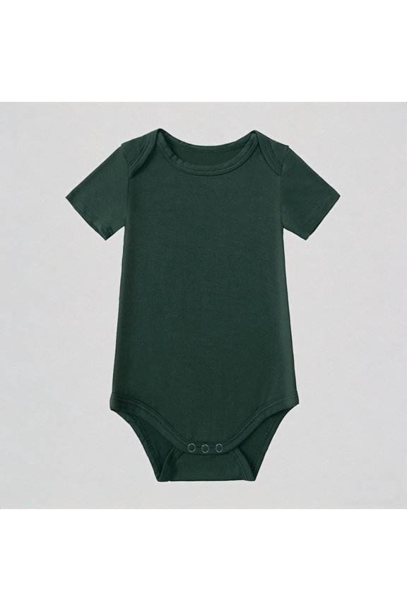 Unisex Baby Short Sleeve Solid Bodysuit Soft Breathable Cotton Envelope Neck Snap Closure Romper,6-12 Months