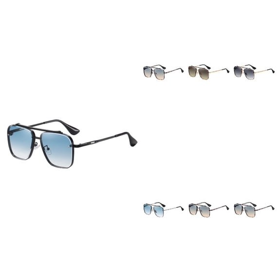 Krdevn Unisex Double Bridge Square Gradient Lens Sunglasses Metal Frame SUN Protection Outdoor Driving Shades