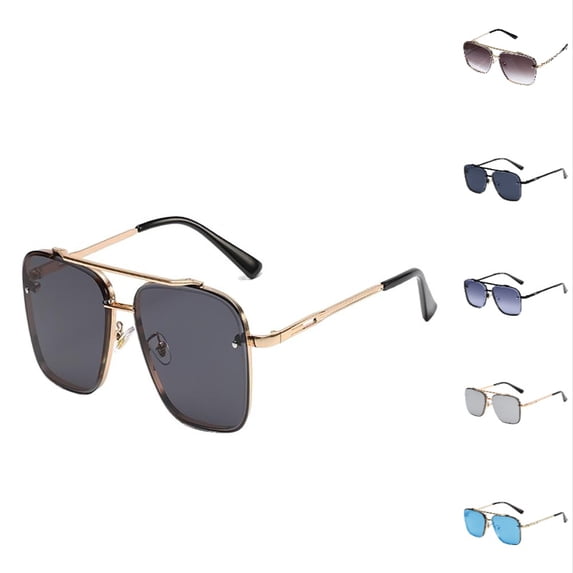 Krdevn Unisex Double Bridge Square Sunglasses Sun Protection Driving Shades Travel Outdoor Fashion Eyewear