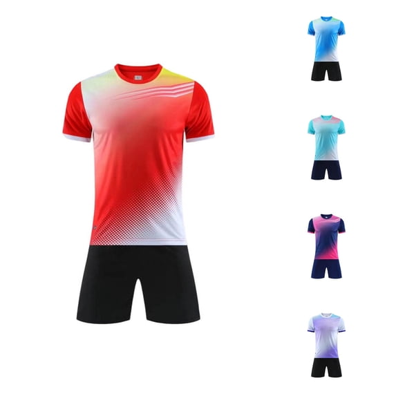 Krdevn Unisex Gradient Soccer Set Breathable Training Uniform for Youth and Adults,7-8 Years