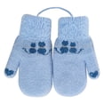 thumbnail image 1 of Krdevn Unisex Kids Winter Knitted Mittens Cat Pattern Thermal Warm Mittens with Anti Lost Neck String Cold Weather Outdoor Gloves for Boys Girls Size:4-7 Years, 1 of 3