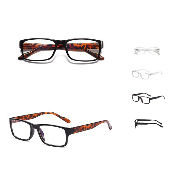 Krdevn Unisex Narrow Square Clear Glasses Spring Hinge Frame Fashion Plain Lens Eyewear for Daily Wear