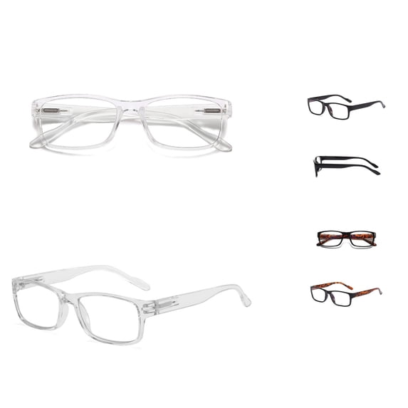 Krdevn Unisex Narrow Square Clear Glasses Spring Hinge Frame Fashion Plain Lens Eyewear for Daily Wear