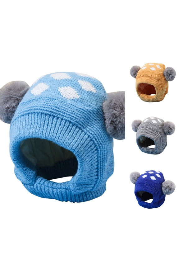 Krdevn Unisex Stretch Knit Ear Cover Hat Dot Pattern Winter Cold Weather Headwear (Baby),One Size