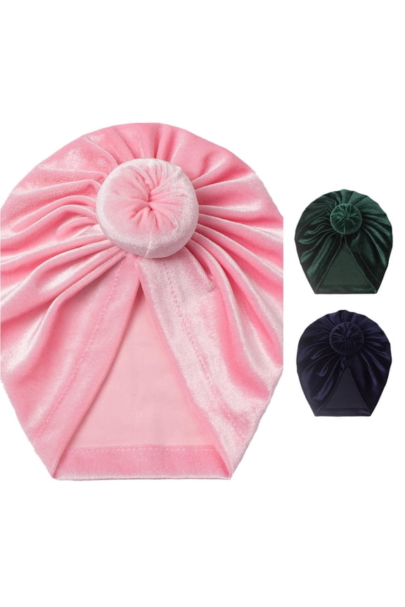 Krdevn Unisex Stretch Velvet Head Wrap Knot Top Detail Soft Daily Casual Headwear (Baby,Toddler),One Size