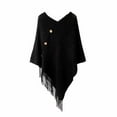 thumbnail image 1 of Krdevn Versatile Fringe Button Knit Openwork Warm Shawl Wrap Cardigan Pullover Soft Lightweight Outerwear Layer,Size:One Size, 1 of 3