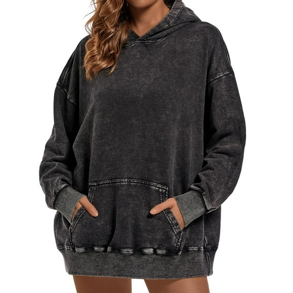 Krdevn Vintage Drop Shoulder Hoodie - Women's Oversized Blank Pullover, Baggy Unisex Sweatshirt for Layering, Size for XXL