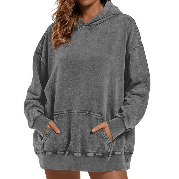 Krdevn Vintage Drop Shoulder Hoodie - Women's Oversized Blank Pullover, Baggy Unisex Sweatshirt for Layering, Size for XXL