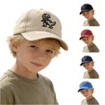 thumbnail image 1 of Krdevn White Dinosaur Embroidery Contrast Stitch Washed Kids Baseball Cap Adjustable Casual Outdoor Sun Hat for Toddler Boys Girls, 1 of 9