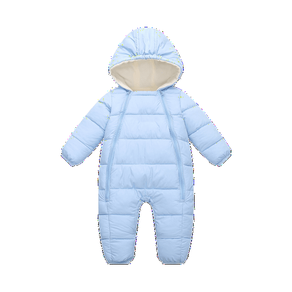Krdevn Winter Baby Boys Girls Lined Thickened Romper Jumpsuit with Hood Toddler Outfit Warm Soft Playwear,Kids Clothing,0-3 Months
