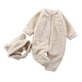 thumbnail image 1 of Krdevn Winter Baby Girls Romper Jumpsuit Warm Outfit with Hat Soft Cozy Toddler Clothes,12-24 Months, 1 of 7
