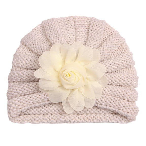 Krdevn Winter Baby Knit Hat - Solid Color Floral Design, Soft Warm Cap for and Toddlers,0-36 Months