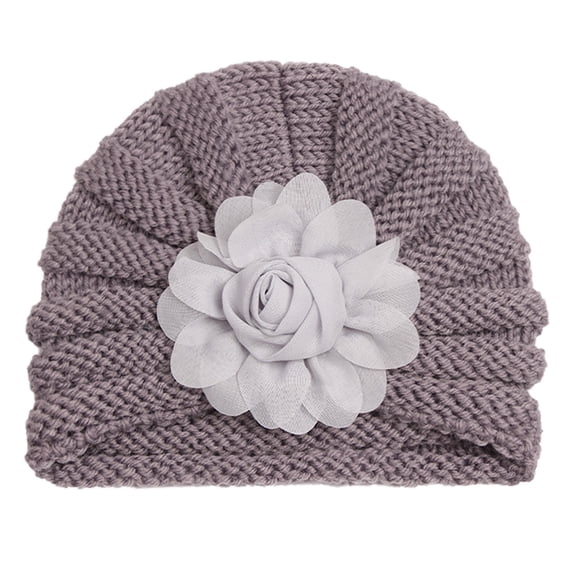 Krdevn Winter Baby Knit Hat - Solid Color Floral Design, Soft Warm Cap for and Toddlers,0-36 Months