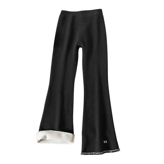 Krdevn Winter Girls Flared Pants with Thickened Thermal Windproof Leggings for Toddler and Big Soft Stretch Bootcut Trousers,8-10 Years