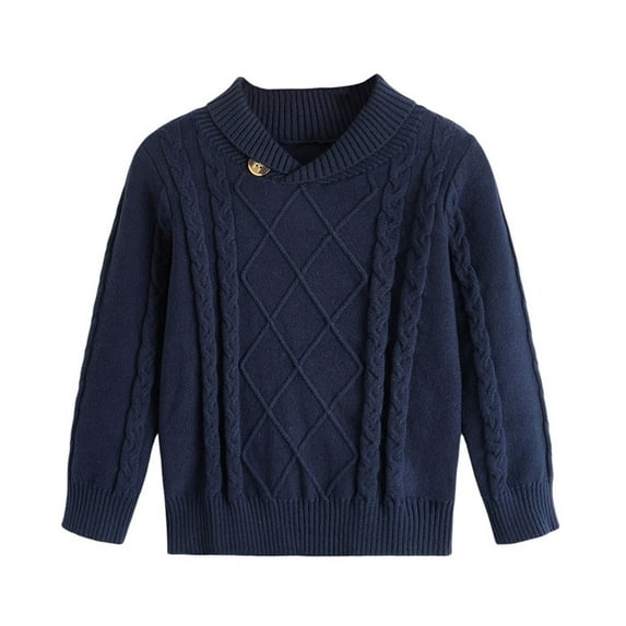 Krdevn Winter Girls Sweaters British Style Solid Color Warm Knitted Pullover Soft Casual for Toddler and Kids,Fall Clothes,Size:6-7 Years