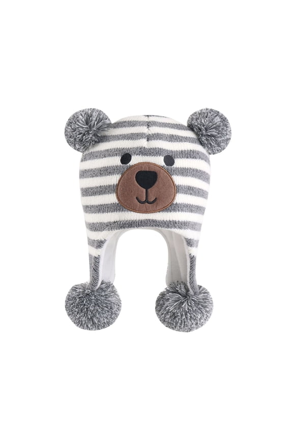 Winter Kids Hat with Bear Ears Soft Knit Warm Lined Ear Cap for Boys Girls Cold Weather,Size:1-2 Years