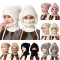 thumbnail image 1 of Krdevn Winter Knitted Balaclava Women Hooded Beanie Hats Lined One Piece Neck Warmer Skull Cap Cold Weather,White, 1 of 4