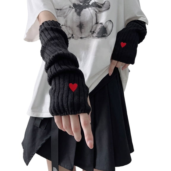 Krdevn Winter Mittens Ribbed Arm Warmers Fashionable Knit Handwear for Girls,Size:One Size