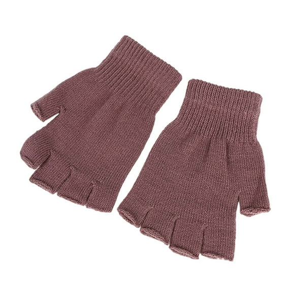 Krdevn Winter Thermal Fingerless Gloves for Kids Adults Knitted Half Finger Hand Mittens Cold Weather Indoor Outdoor Warm,One Size