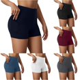 thumbnail image 1 of Krdevn Women High Waist Pocket Yoga Shorts, Thin Summer Anti Chafing Stretch 3 Inch Workout Biker Shorts for Daily Wear,Navy, 1 of 5